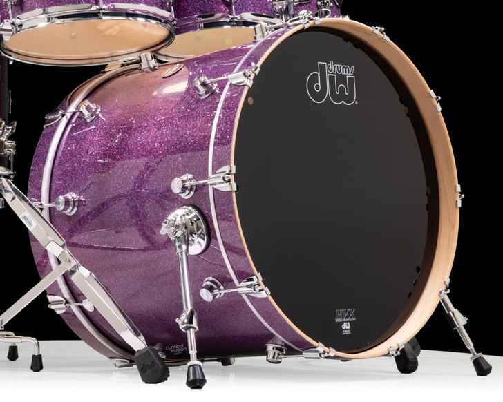 DW Performance 4pc - Purple Drift (10/12/16/22) bass drum closeup