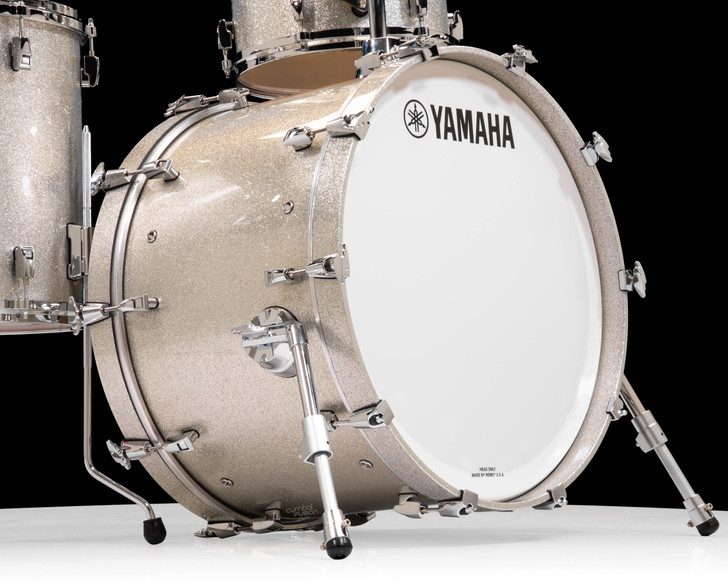 Yamaha Absolute Hybrid Maple 3pc Silver Sparkle kick view