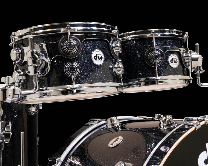 DW Collector's 5pc 333 Maple Shell Pack - Black Ice (Matt Gartska) tom view closeup