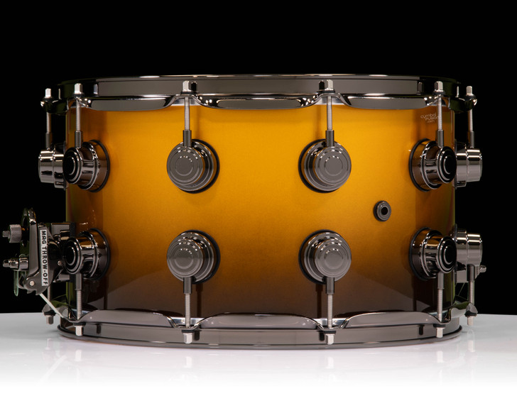 DW Collector's 8x14 SSC Maple Snare - Vegas Gold to Piano Black Fade w/Black Nickel back view