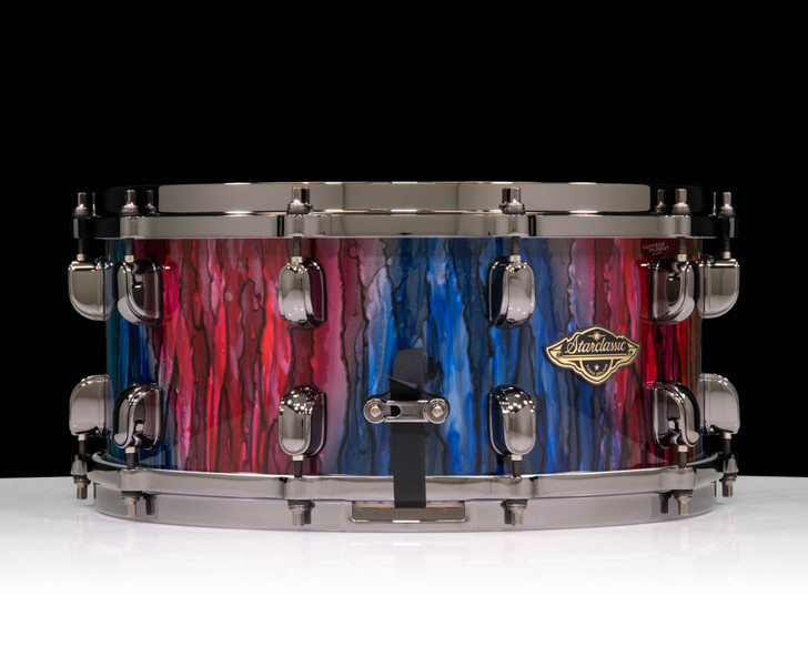 Tama Starclassic Walnut/Birch 6.5x14 Snare Drum – Crimson Sapphire Cascade right side view
