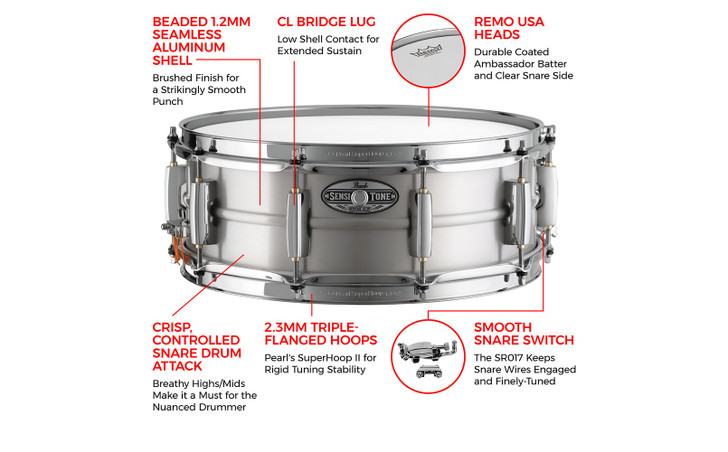 Pearl snare with feature descriptions