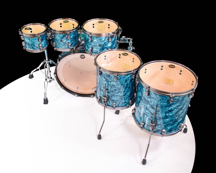 Tama Starclassic Walnut/Birch 6pc Shell Pack – Turquoise Pearl top view