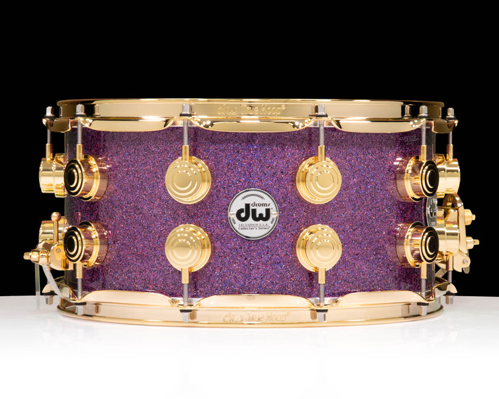 DW Collector's SSC Maple Snare Drum 7x14 Gold Double Row Lugs - Purple Drift