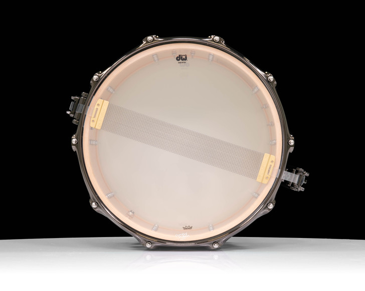 DW Collector's SSC Maple Snare Drum 7x14 Black Nickel Double Row Lugs - Purple Drift bottom view
