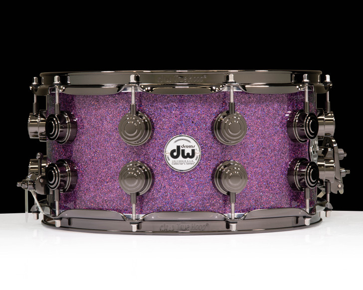 DW Collector's SSC Maple Snare Drum 7x14 Black Nickel Double Row Lugs - Purple Drift