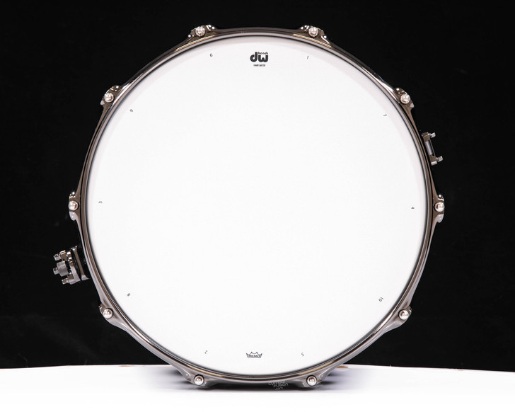 DW Collector's SSC Maple Snare Drum 8x14 Black Nickel Double Row Lugs - Purple Drift top view