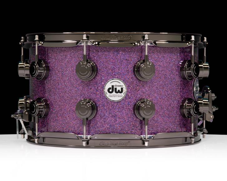 DW Collector's SSC Maple Snare Drum 8x14 Black Nickel Double Row Lugs - Purple Drift