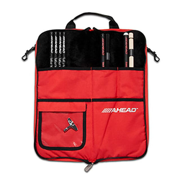 Ahead Plush Stick Case W/4 Extra Pockets (Black With Red Trim, Plush Interior), Designed To Hold 8 Pairs Of Drumsticks And 4 Swi