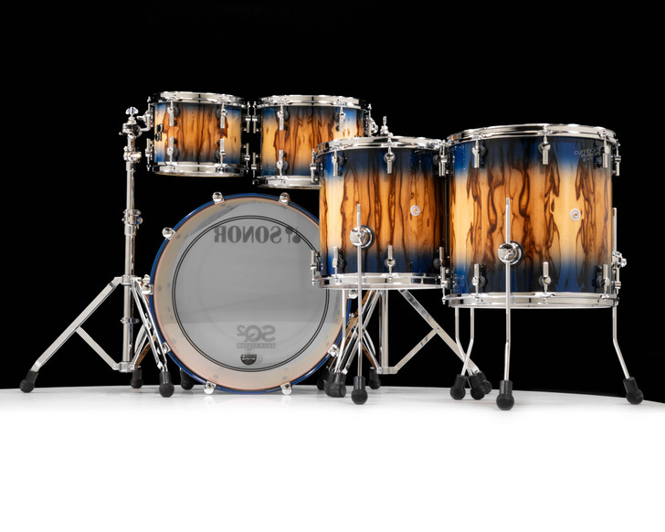 Sonor SQ2 5pc Medium Beech Shell Pack 10/12/14/16/22 - African Marble Blue Burst back view