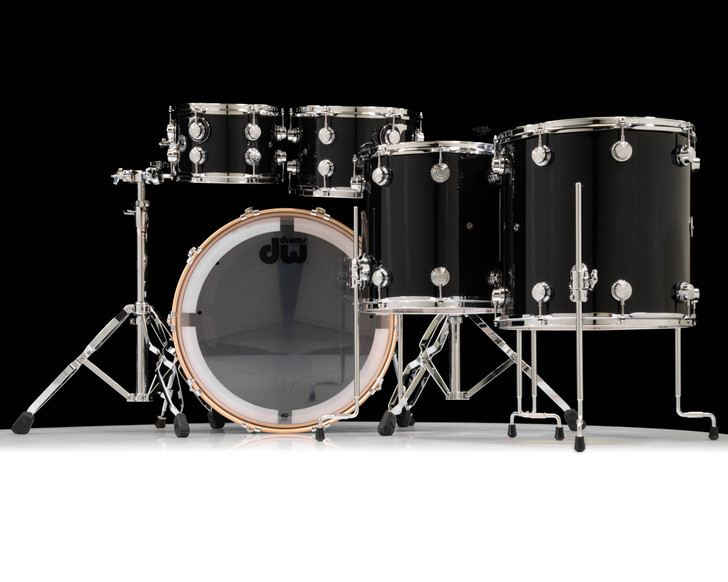 DW Collector's SSC Maple 5pc - Gloss Black Chrome Hardware back view