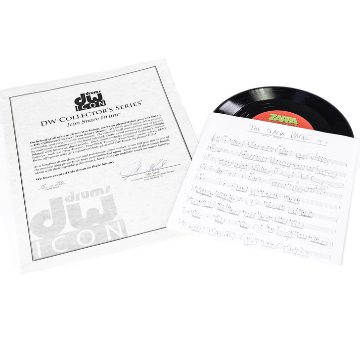 DW Black Page Snare Drum Special Edition w/Bag and 7" Record