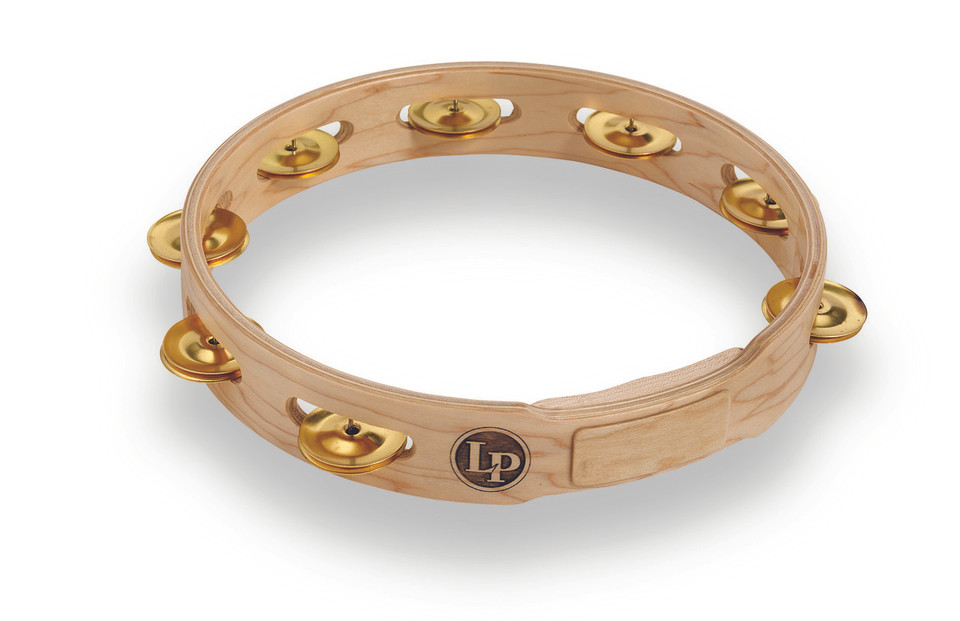 LP 10In Wood Tambourines, Single Row Brass Jingles LP381-B