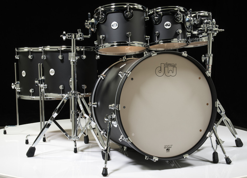 DW Design Series 7pc Drum Set  - Black Satin