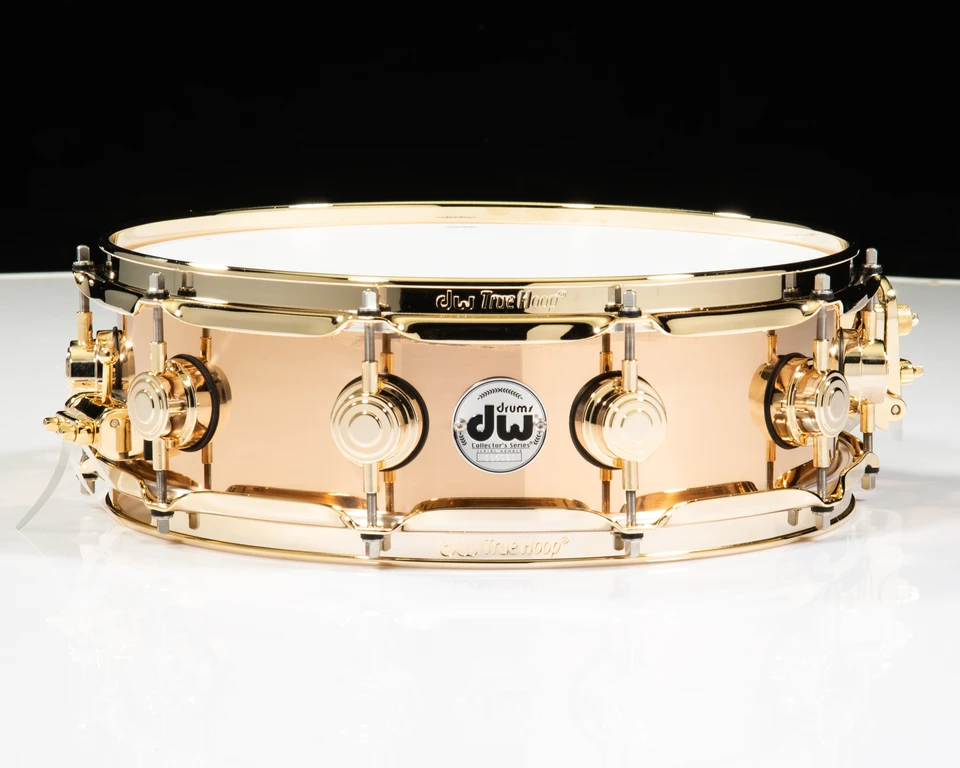 DW Polished Bronze 4x14 Snare Drum w/Gold HW