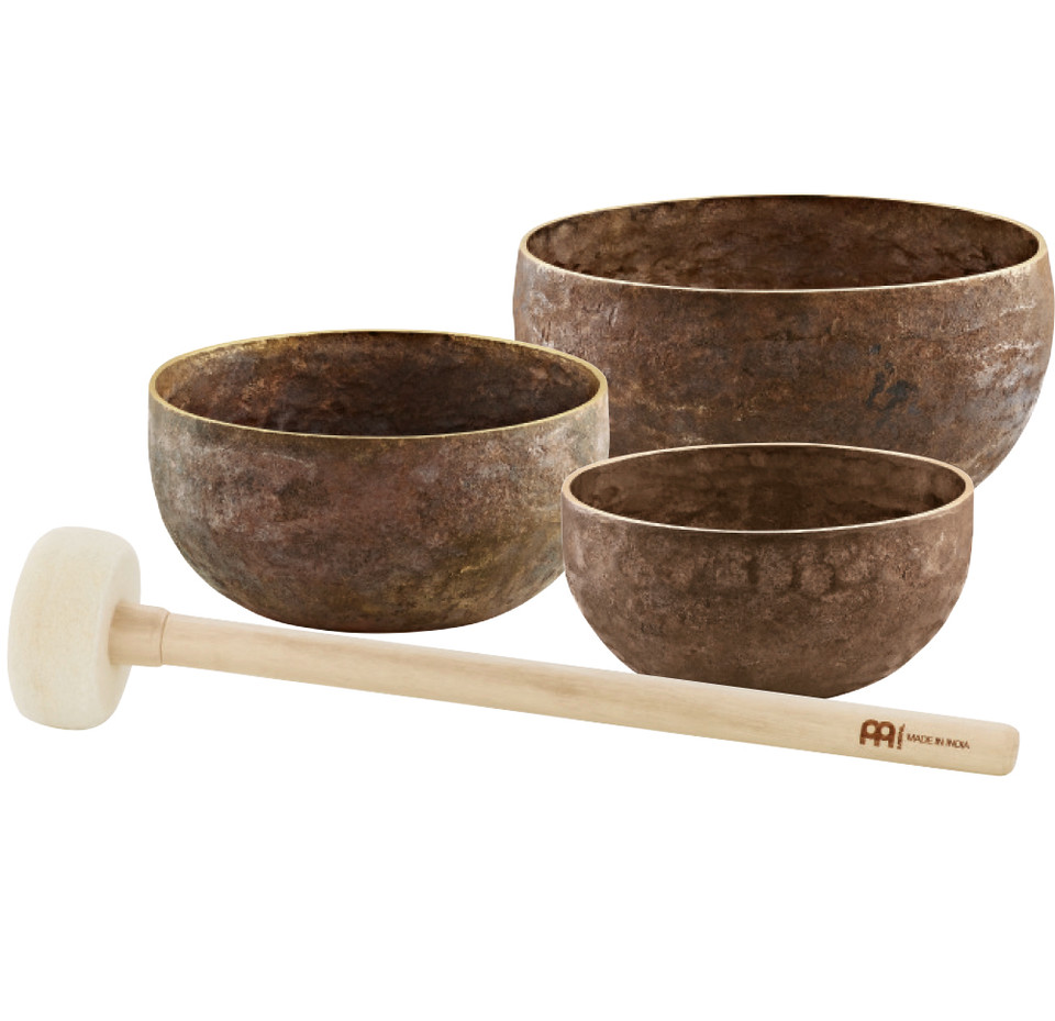 Meinl 3 Pc. Singing Bowl Set w/ Mallet, Made in India (SB-O-2200)