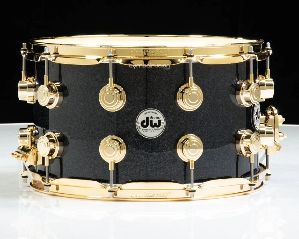 DW Collector's 8x14 VLT Snare -Gun Metal Glass Sparkle w/Gold HW
