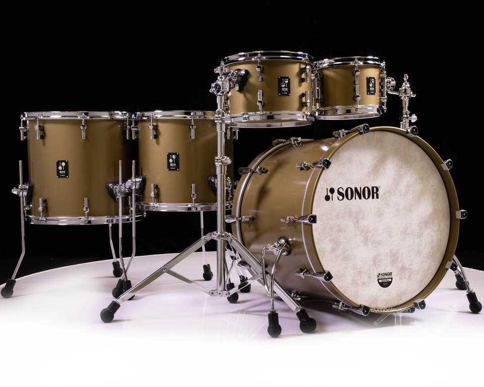 Sonor SQ1 22" 5-piece Shell Pack - Satin Gold Metallic 10/12/14/16/22 (SQ1-5-SGM+14)