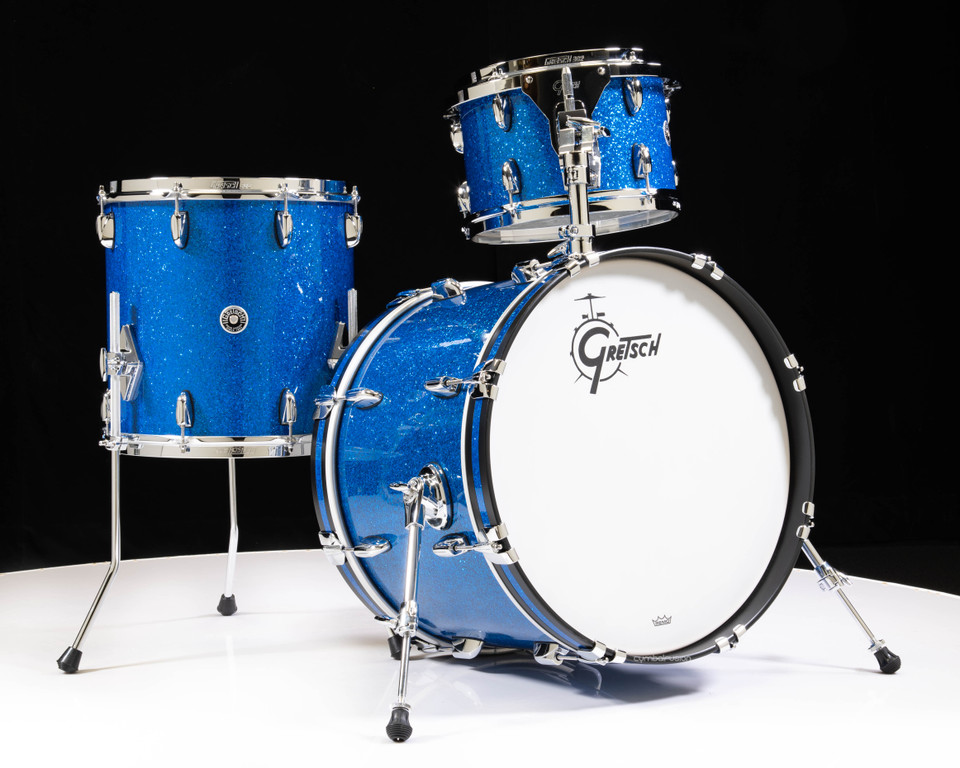 Gretsch Brooklyn 3pc Blue Glass Nitron w/Mount 14x20, 8x12, 14x14