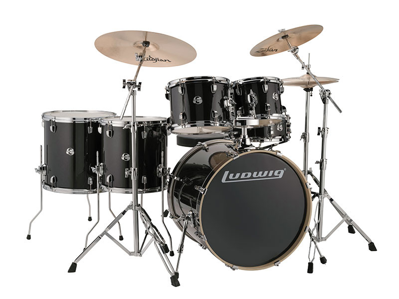 Ludwig Elements Evolution 6pc w/22" Bass Drum Black Sparkle