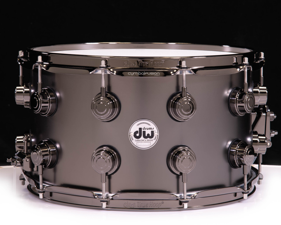 DW Collector's Series 8x14 Satin Black Nickel Over Brass Snare Drum with Black Nickel Hardware