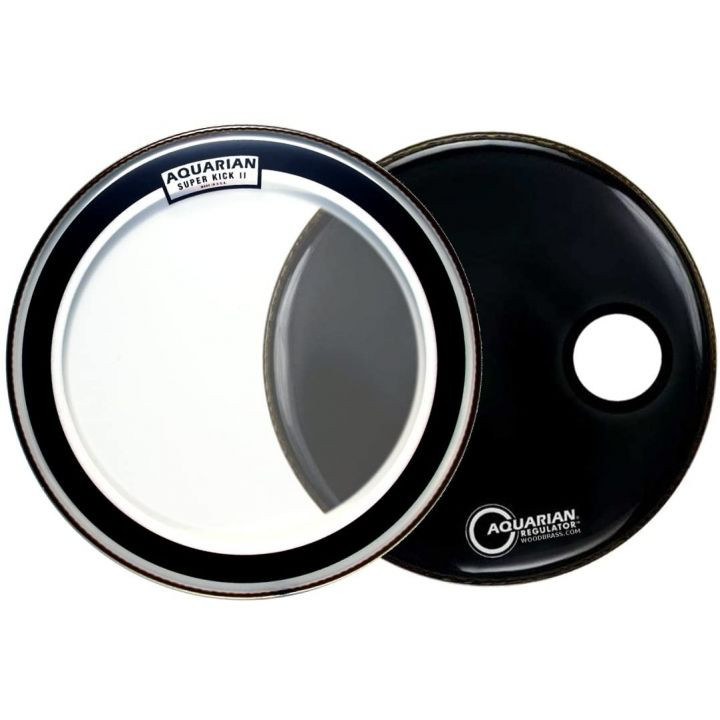 Aquarian Superkick II-Clear/ Black Regulator Bass Drum Value Pack 24