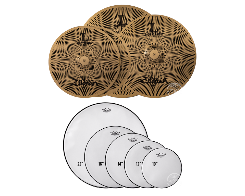 Zildjian Low Volume Quiet Pack with Remo Silent Stroke Drumheads LV468RH