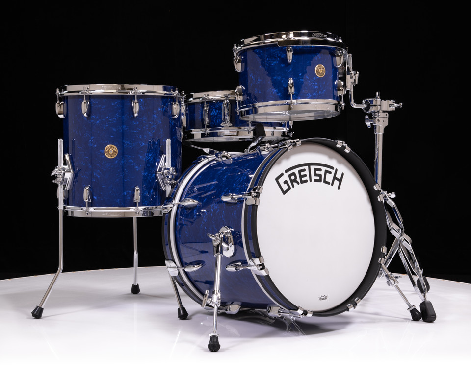 Gretsch Broadkaster 4pc Kit - Deep Blue Nitron w/matching inlay (1240725)