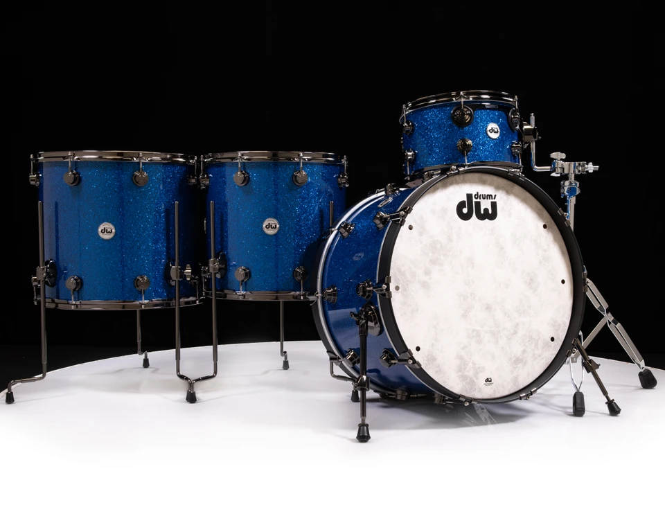 DW Collector's 4pc Maple/Mahogany Kit - Blue Glass w/ Black Nickel HW