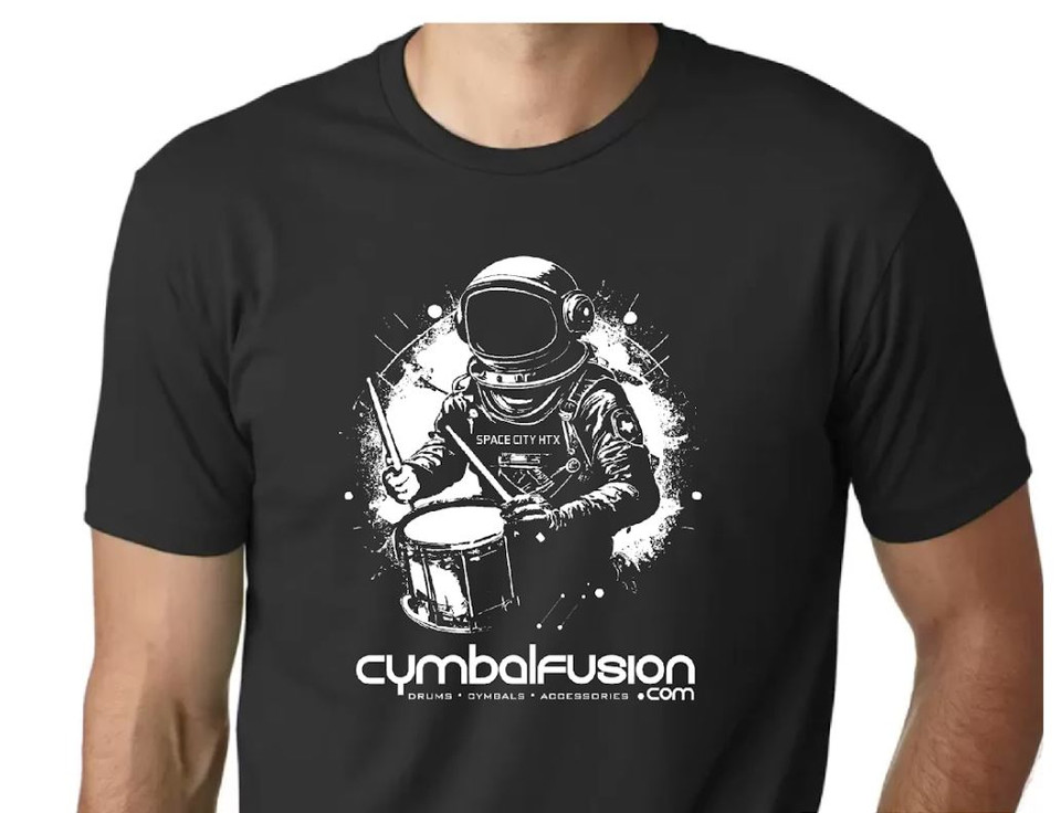 CymbalFusion.com T-Shirt Black Short Sleeve Spaceman