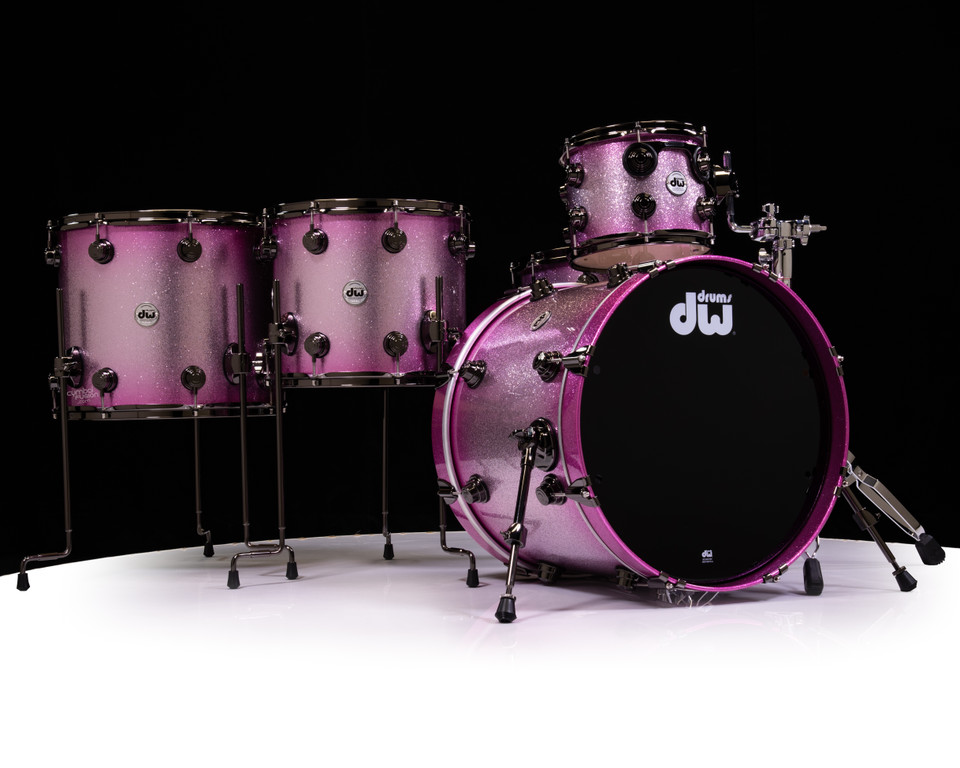 DW Collector's 5pc Maple Kit - Pink Glitz w/Black Nickel HW