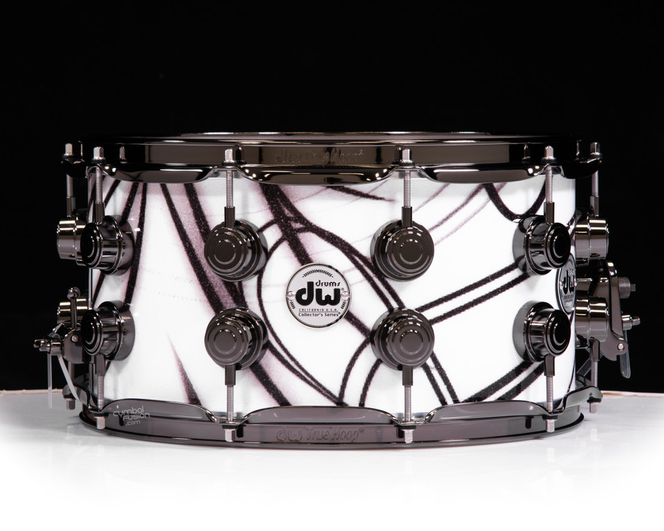 DW Collector's 7x14 SSC Maple Snare - White Contrails with Black Nickel