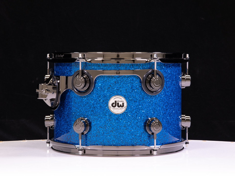 DW Collector's 333 Maple 9x13 Tom - Blue Glass w/Black Nickel HW