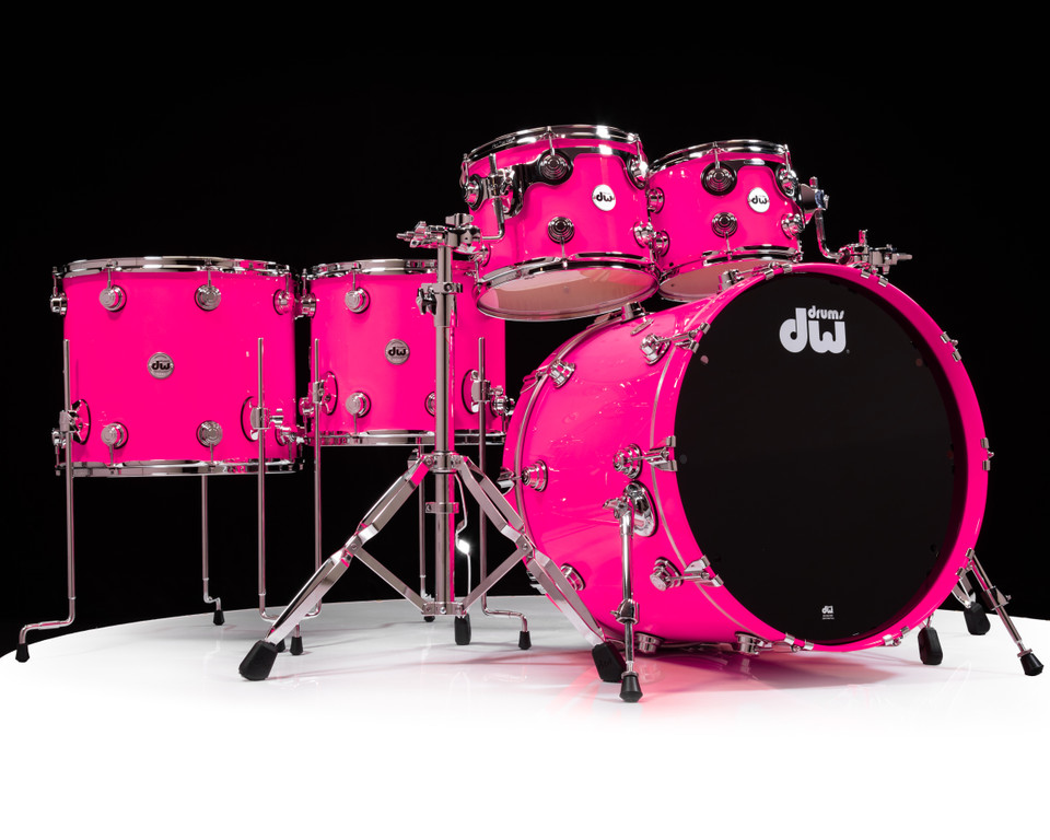 DW Collector's 5pc Maple Kit - Neon Pink Lacquer 10/12/14/16/22