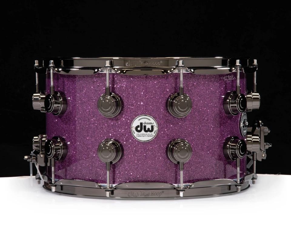 DW Collector's SSC Maple 8x14 Pi Snare - Purple Sparkle w/ Gold HW