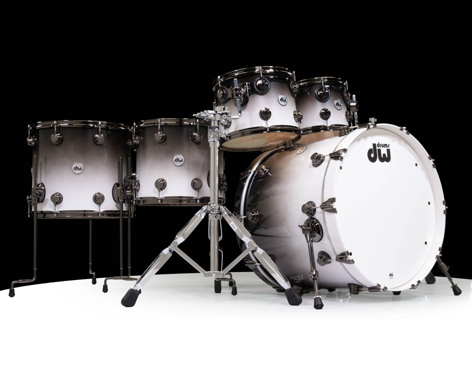 DW Collector's 6pc SSC Maple Kit Solid White to Candy Black Fade