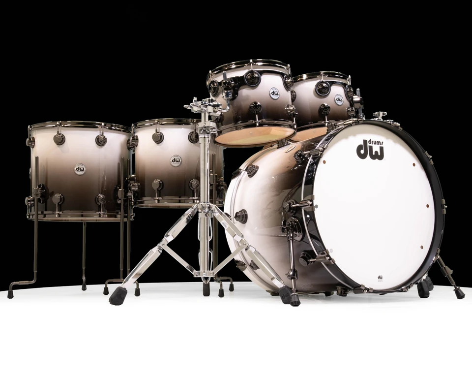 DW Collector's 6pc SSC Maple Kit Solid White to Candy Black Fade pic 1