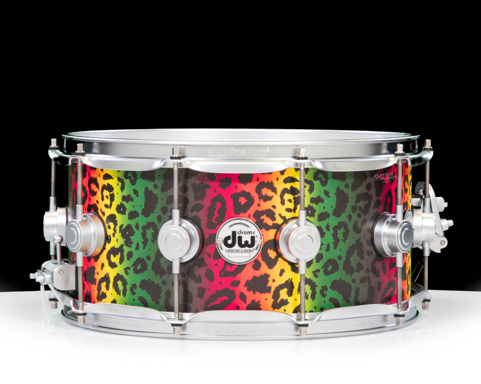 DW Collector's 6.5x14 Brass Snare Drum w/Satin Chrome - Rasta Leopard