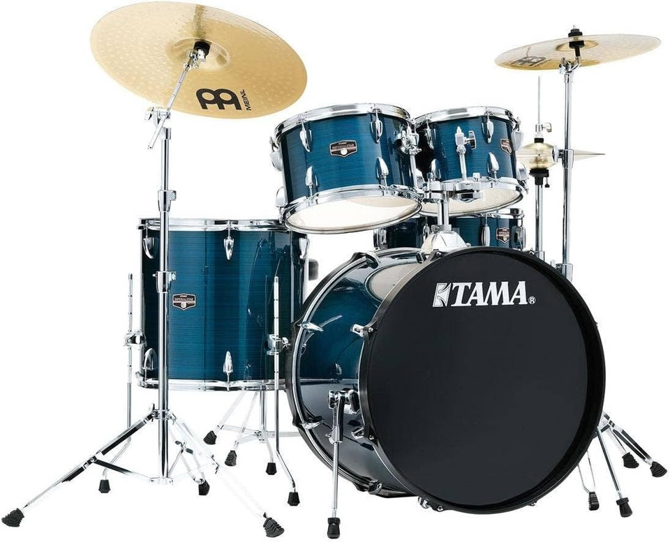 Tama ImperialStar 5pc Complete Drum Set W/ Meinl Cymbals, Hardware, Throne - Hairline Black (IE52CHLB)