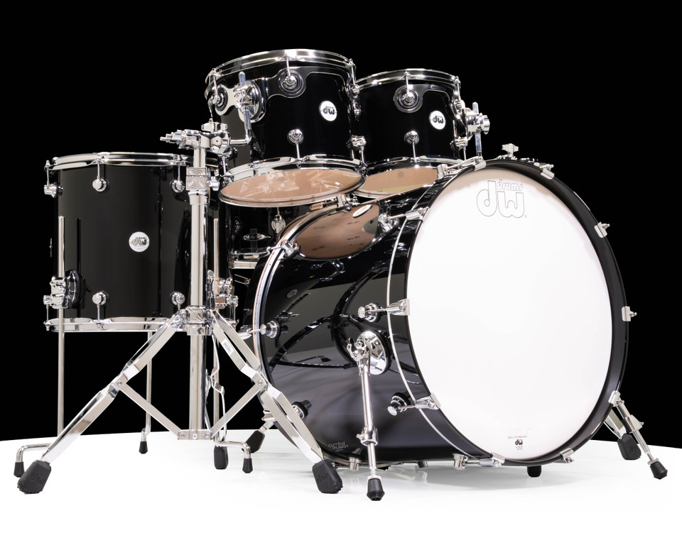DW Design Series Drum Set 5pc - Piano Black - CymbalFusion Exclusive