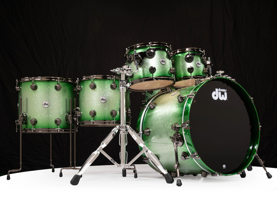 DW Collector's 6pc SSC Maple Kit - Green Glitz Burst w/Black Nickel 