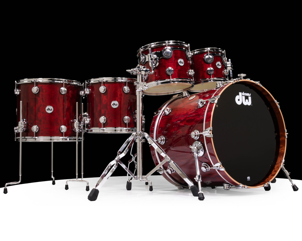 DW Collector's 5pc 333 Maple Kit - Black Cherry Stain over Quilted Sapele (1382343)
