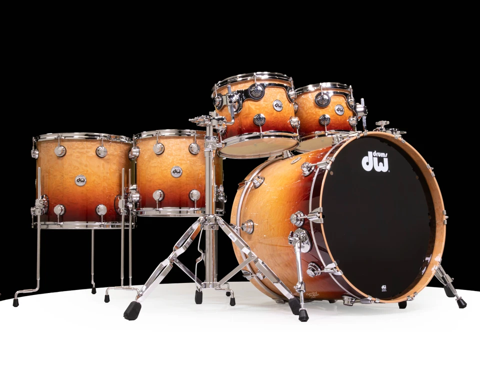 DW Collector's 5pc - Natural to Red Fade over White Ash Pommele