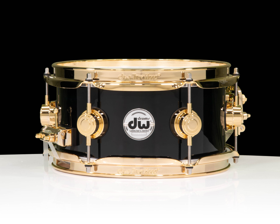 DW Collector's 5x10 SSC Gloss Black Snare - Gold Hardware