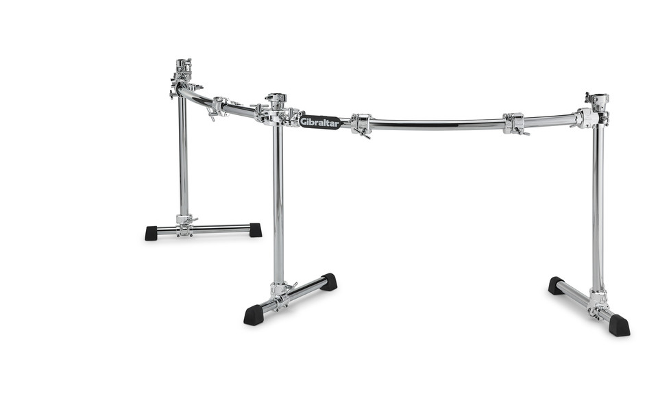 A curved rack system built for large double bass drum kits. Offers clean symmetry, fast setup, and rock-solid performance with minimal footprint. Shop Now at Cymbalfusion.com