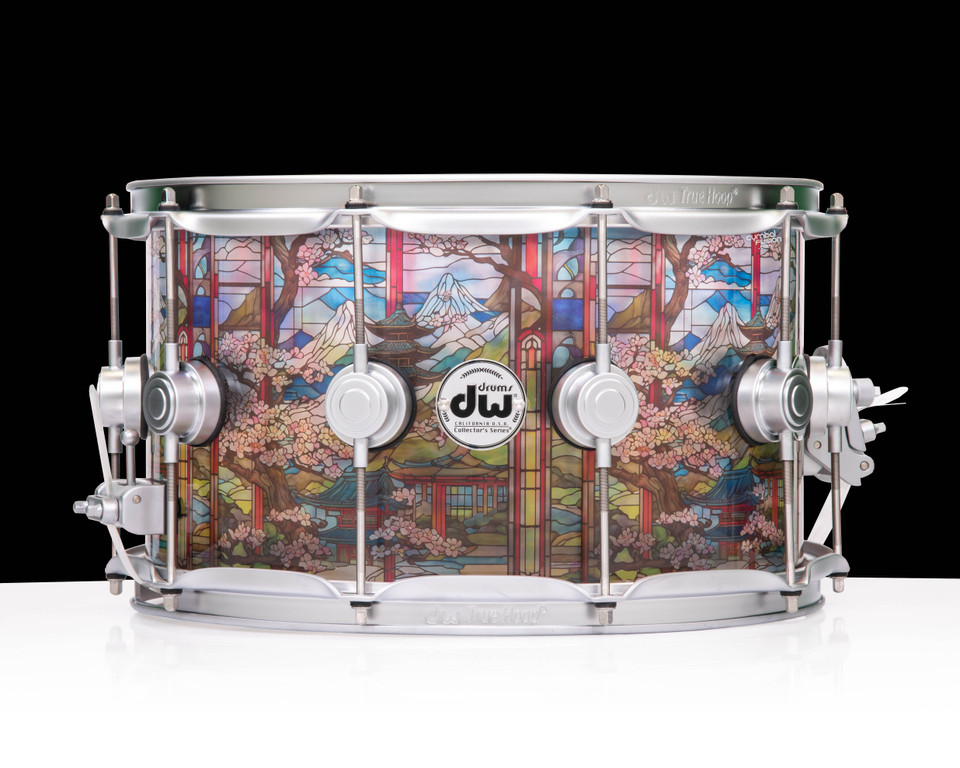 DW Collector's Stained Glass Cherry Blossom Acrylic 8x14 Snare w/ Satin Chrome Hardware