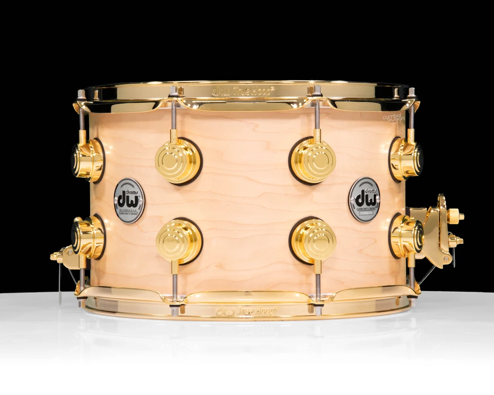 DW Collector's Series 8x13 Snare Drum - Natural Satin Oil with Gold Hardware