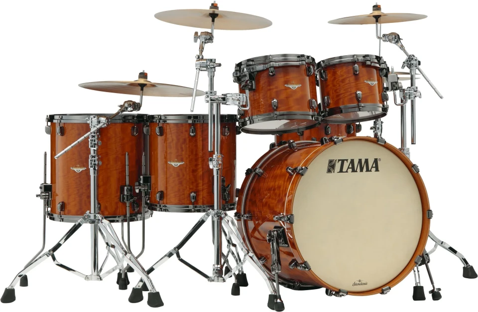 Tama Starclassic Bubinga Drum Kit - Figured African Cherry Outer Ply Limited Product front view