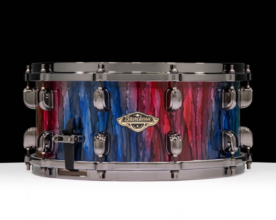 Tama Starclassic Walnut/Birch 6.5x14 Snare Drum – Crimson Sapphire Cascade front view