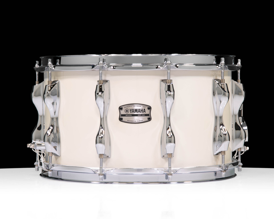 Yamaha Recording Custom Wood Snare Drum 14”x8” – Polar White (RBS-1480PWH) front view